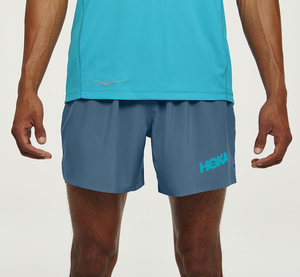 Hoka One One Glide 5" Shorts Herr Blå - SE-2694705